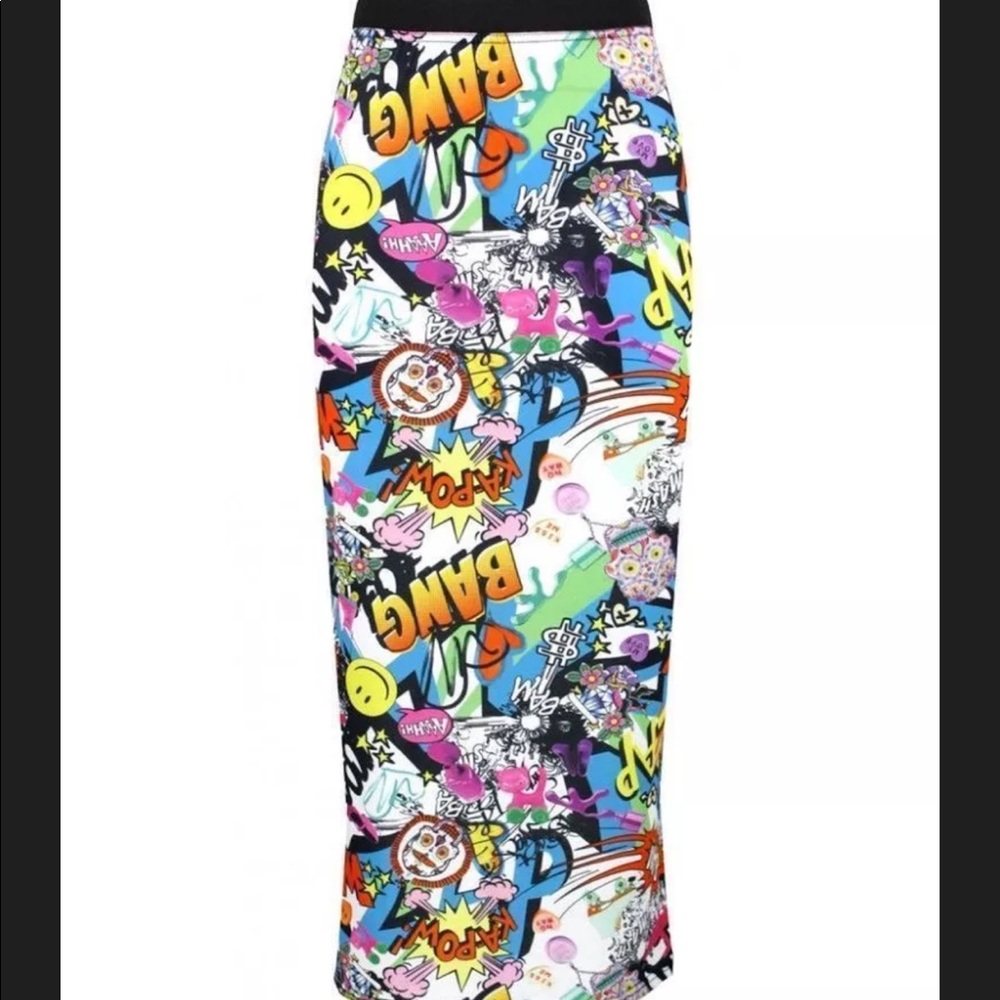 NWT Comic print cotton-feel maxi skirt